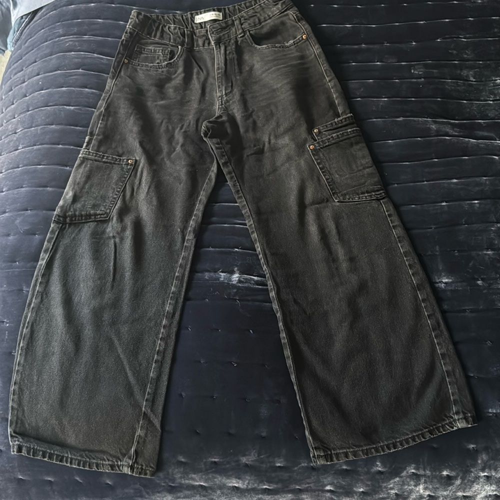 Zara girls black cargo jeans size 13/14
